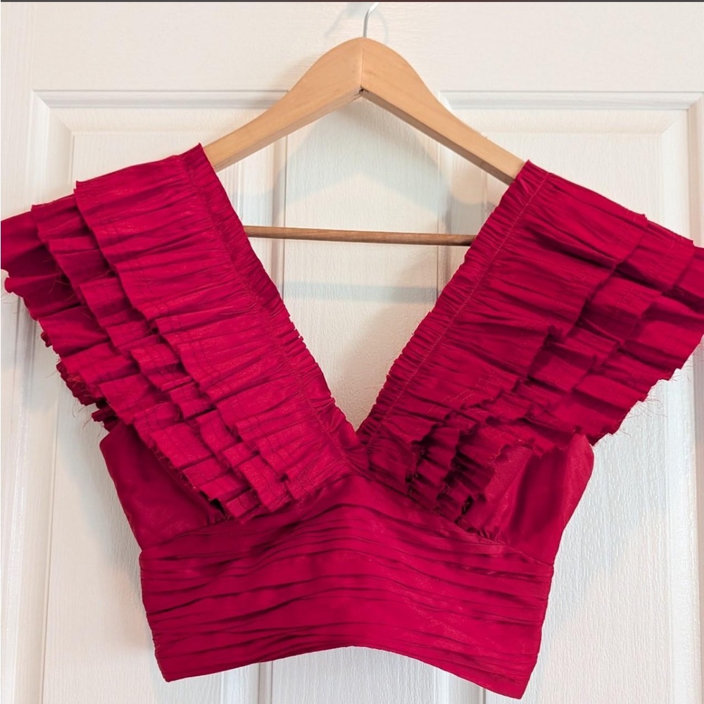 Aje Rhythmic Frill Bodice TOP ONLY in Scarlet Red
